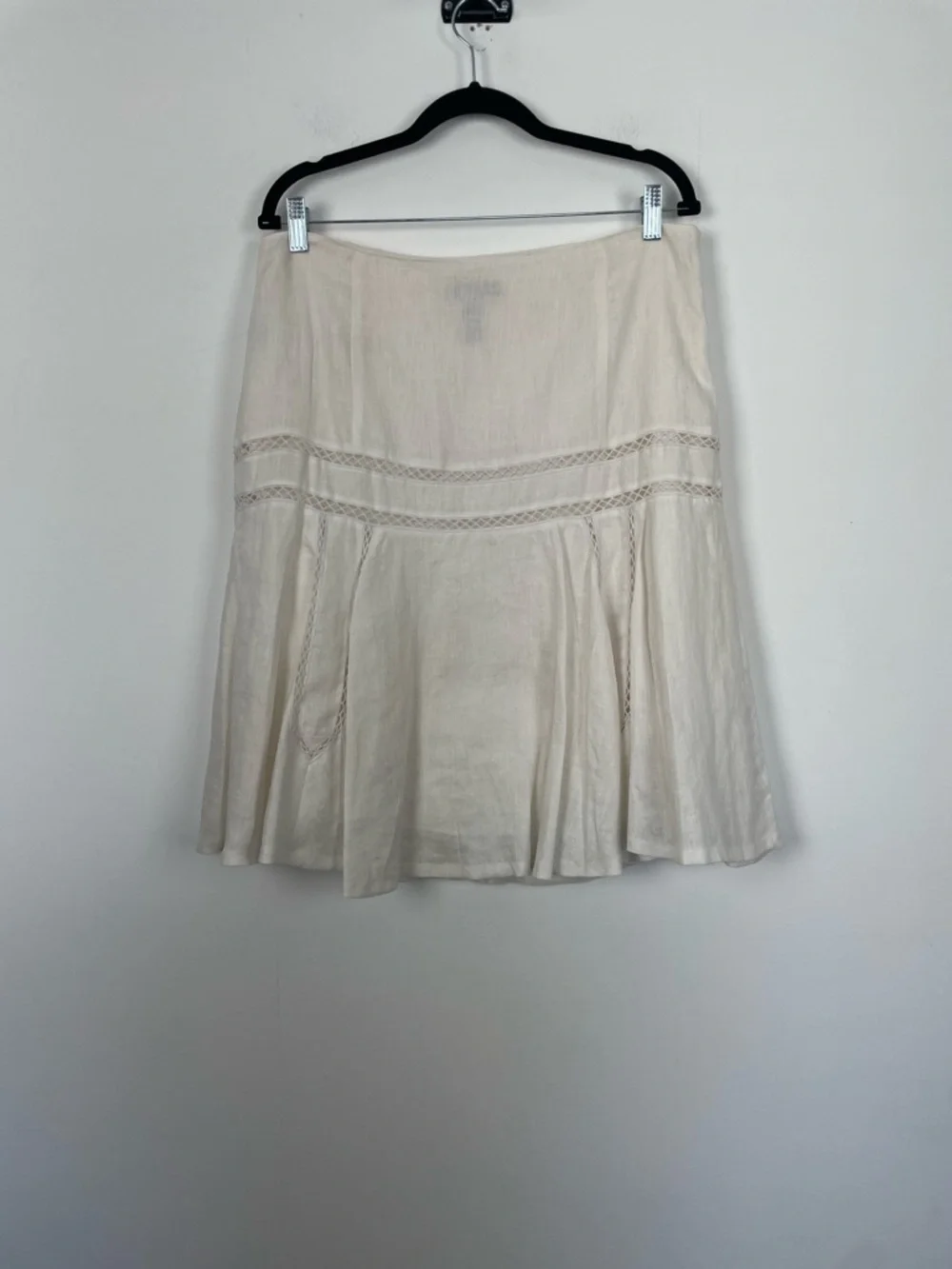 Lauren Ralph Lauren Linen Boho Embroidered Lattace Women's 12 Off White Skirt - Picture 2 of 9